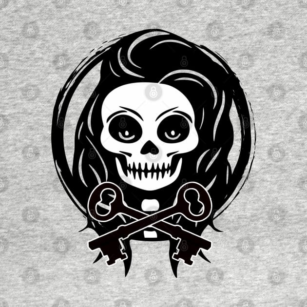 Locksmith Skull and Keys Black Logo by Nuletto